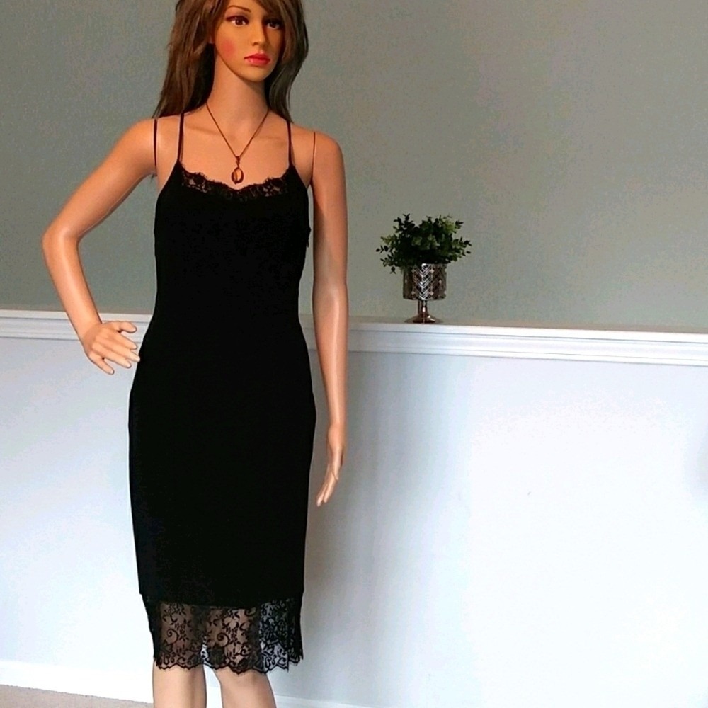 Express black lace dress spaghetti straps classic